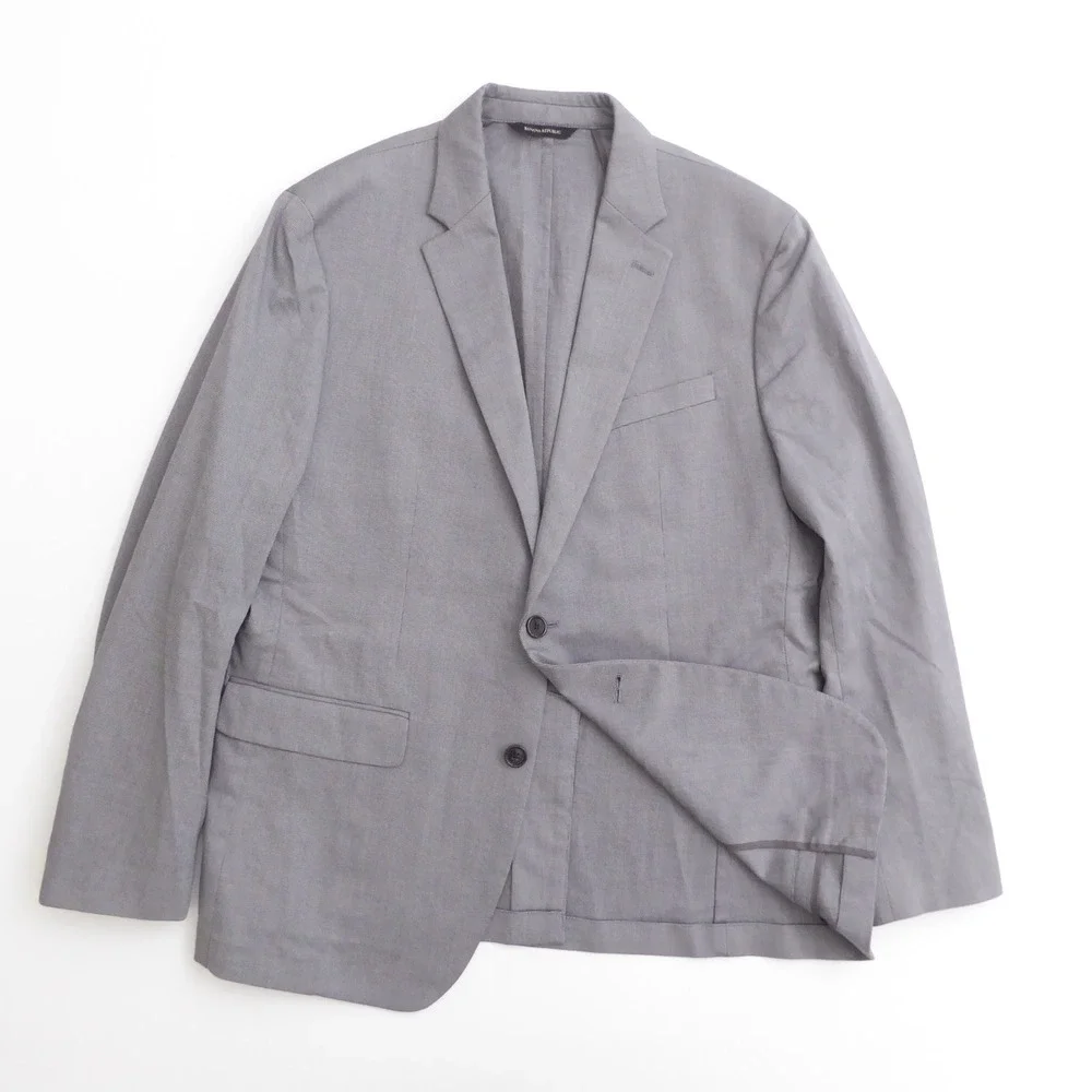 Banana Republic Mens Blazer Unlined Gray Cotton Spandex 42 Short Slim Fit